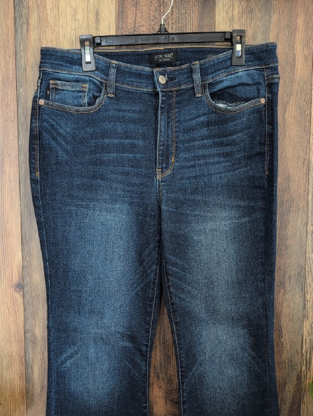 Judy Blue Dark Indigo Boot Cut Jeans with Frayed Hem 15/32 W286 - Picture 3 of 9